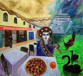 Marika Kaarna: La Serenissima, 2026, akryyli ja öljy kankaalle, 130cm x 140cm