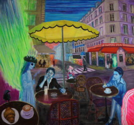 Marika Kaarna:Lucia Pariisissa, 2024, akryyli ja öljy kankaalle, 150 cm x 160 cm