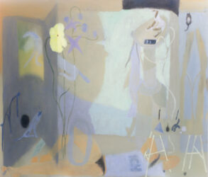 Juliana Hyrri: Draamaa kännykässä (irtautuminen), öljy pellavalle, 170 x 200 cm, 2026